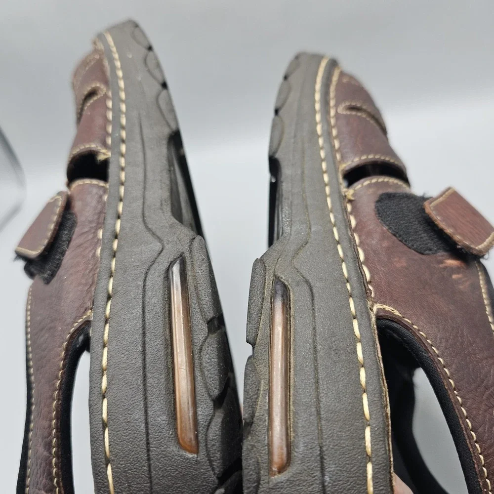 Vintage 90s Y2K Arizona Jean Leather Mens Chunky Fisherman Padded Sandals Sz 12